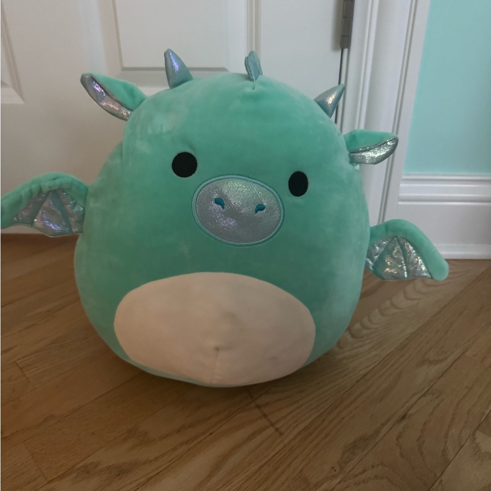 Squishmallows Teal and Silver Dragon Stuffed Animal